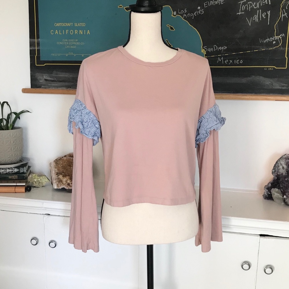 Abound oversized ruffle pink top Xxs